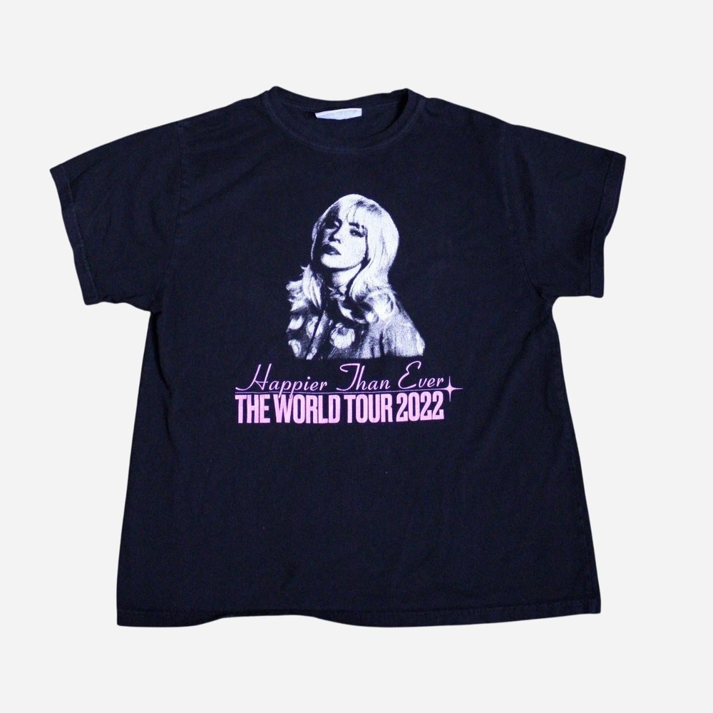 Happier Than Ever Billie Eilish Black 2022 World Tour T shirt Size Medium